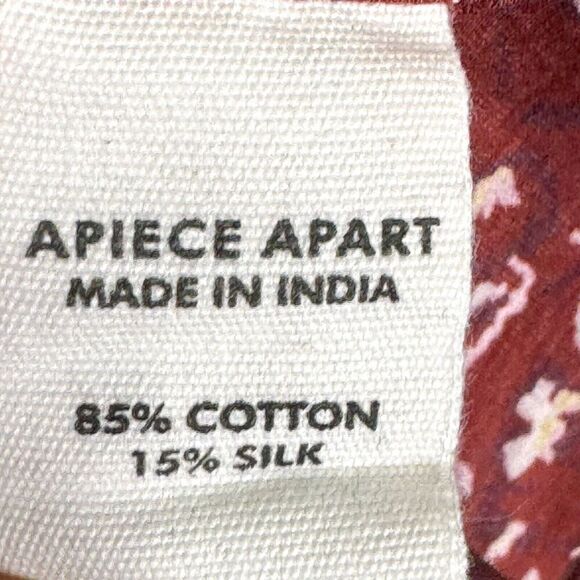 APIECE APART Blouse Top Size XS Burgundy White Mitte Floral Print Cotton Silk - Picture 7 of 8